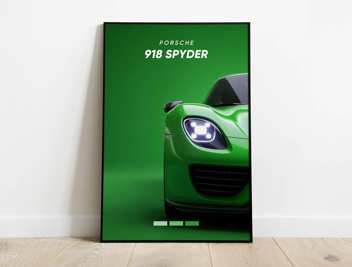 Porsche 918 Spyder Green - Sport Car Poster Print | Architeg